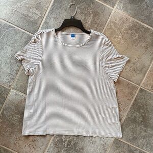 Old Navy Black and White Striped Short Sleeve Tee